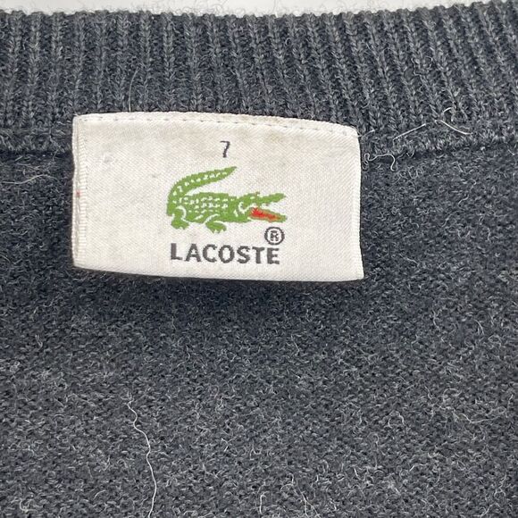 Lacoste Charcoal Gray Laine Wool Blend Knit V-Neck Pullover Sweater Size 7 - Picture 3 of 8